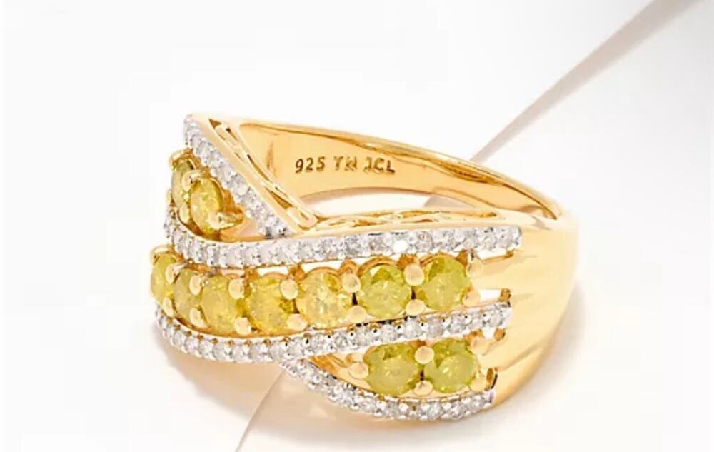 New Affinity Diamonds Colored 1.55 cttw Highway Ring yellow diamonds size 4